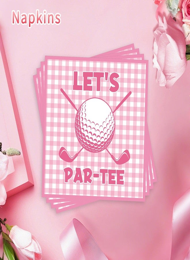 RUBOAOA 50 Pcs Golf Party Decorations Napkins, Pink Gingham Golf Let’s Par-Tee Disposable Napkins, Birthday Baby Shower Drink Dessert Table Decor - Image 3
